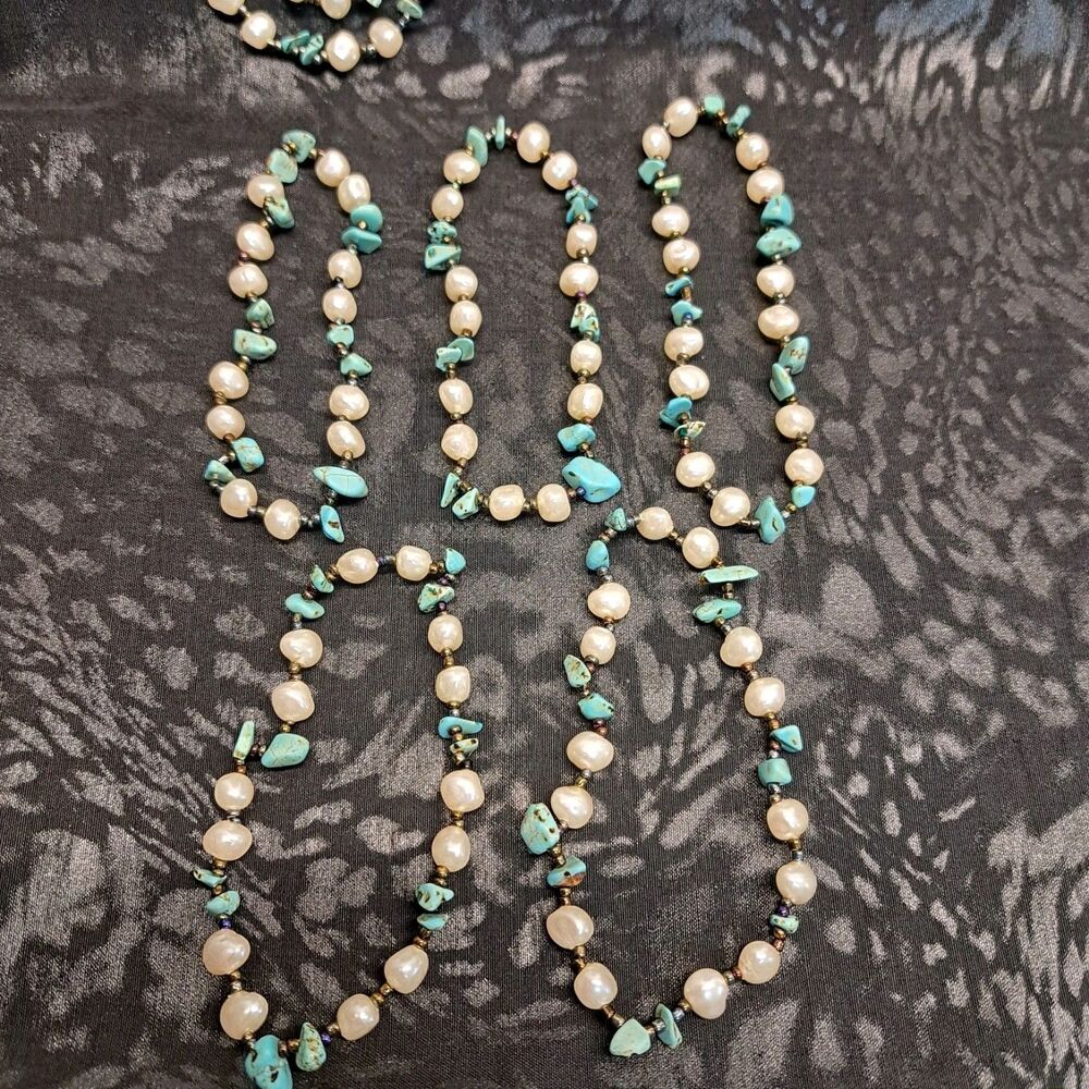 Garold C Miller GCM Multi Strand Faux Pearl Turquoise Bead Necklace & Bracelets - Picture 4 of 7